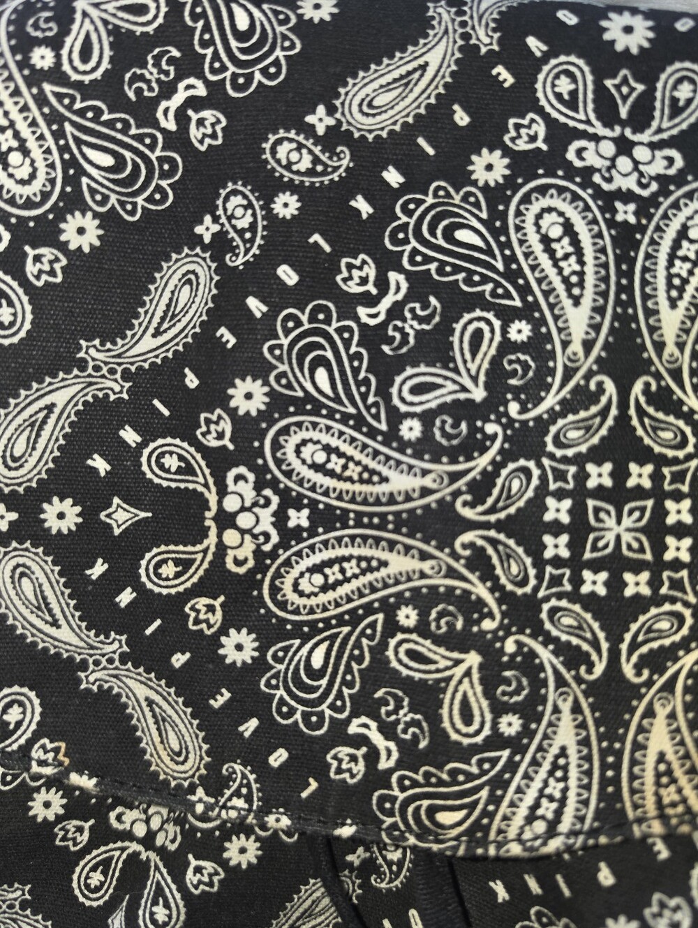 Victoria’s Secret PINK Black Paisley Bandana Print Backpack Drawstring Bag - Picture 3 of 7